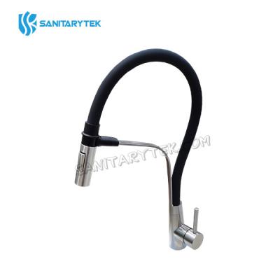 Single hole pre-rinse pull down stainless steel kitchen faucet