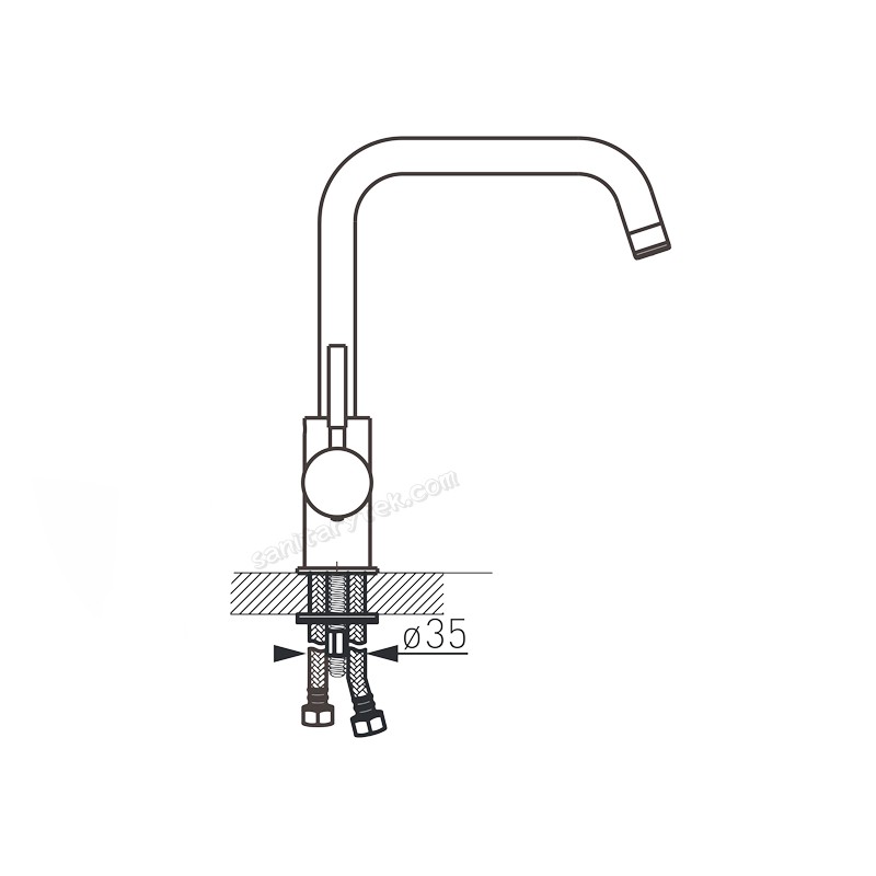 Single lever sink mixer with swivel spout