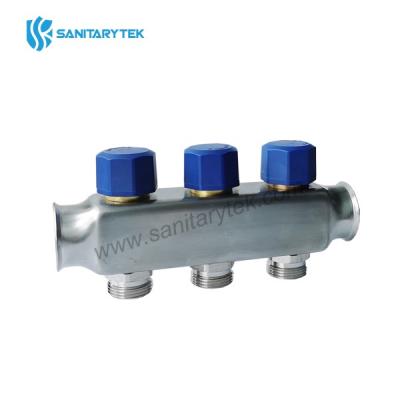 Single manifold in stainless steel with thermostatic valve with protection cap