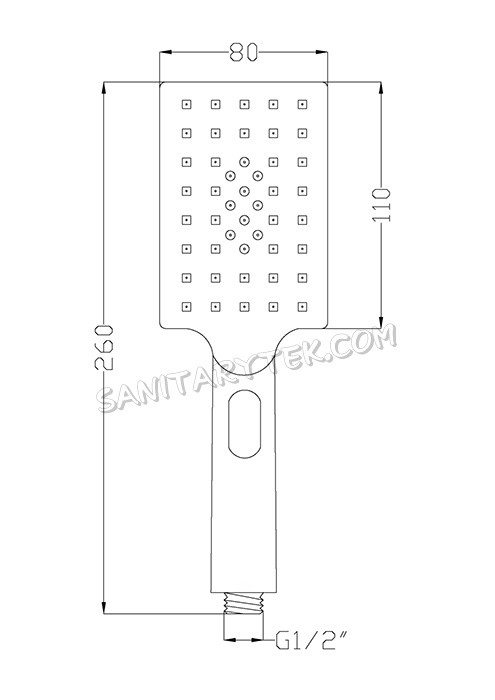 Square 3 functions chrome rainfall handheld shower
