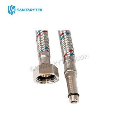 Stainless steel braided connection hose FxM10x1 or FxM12x1, with long shank