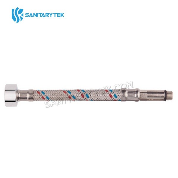 Stainless steel braided connection hose FxM10x1 or FxM12x1, with long shank