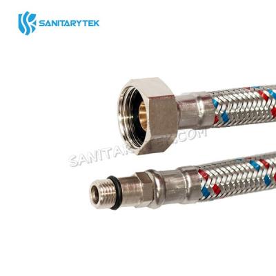 Stainless steel braided connection hose FxM10x1 or FxM12x1, with short tip