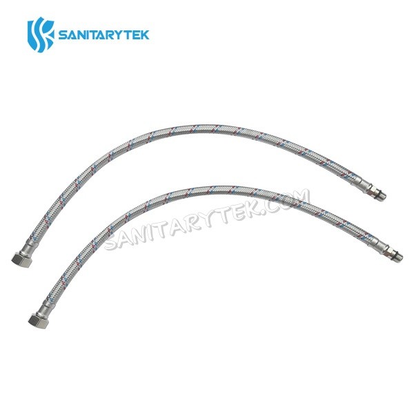 Stainless steel braided connection hose FxM10x1 or FxM12x1, with short tip