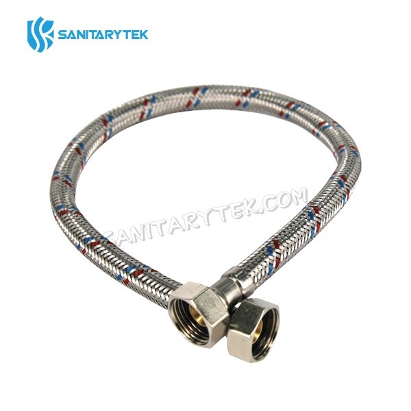 Stainless steel braided flexible hose F/F (red & blue matker) - Image 2