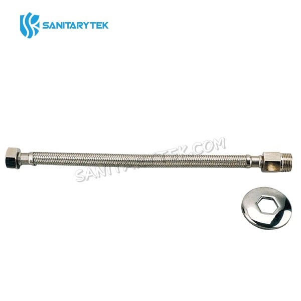 Stainless steel braided flexible hose F/M - long male - Image 2