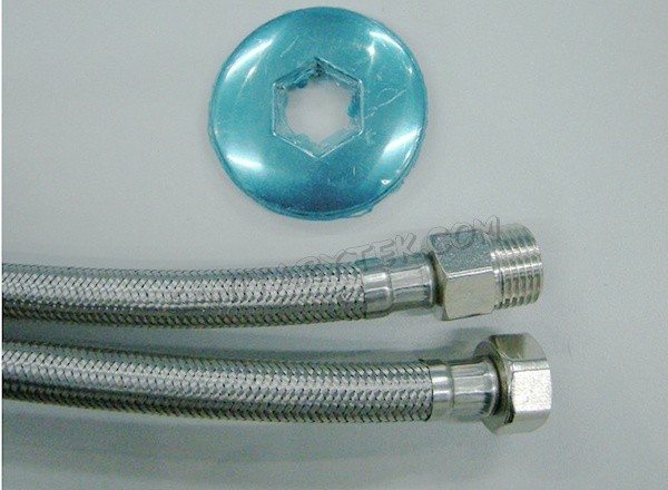 Stainless steel braided flexible hose F/M - long male