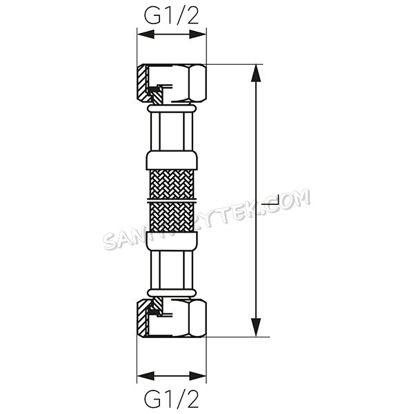 Stainless steel braided flexible hose, FxF