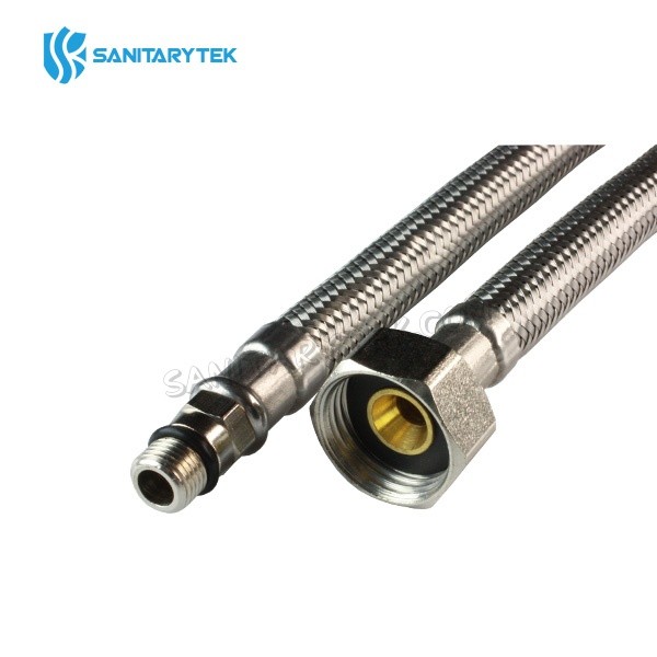 Stainless steel braided flexible hose with short tip FxM10x1, FxM12x1