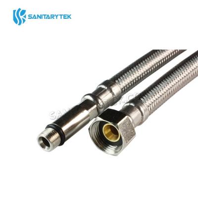Stainless steel braided hose with long nipple, FxM10x1, FxM12x1