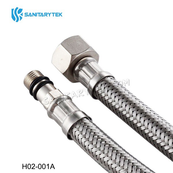 Stainless steel braiding flexible mixer hose with tip, pair - Image 2
