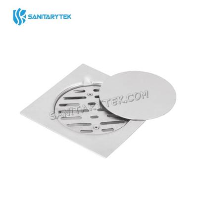 Stainless steel floor drain, screwed grate and cover plate 