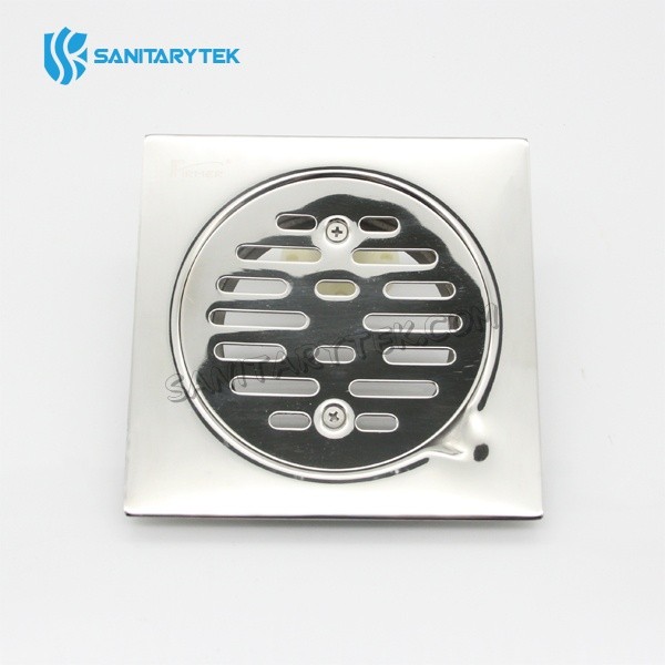 Stainless steel floor drain with screwed grate 15x15cm