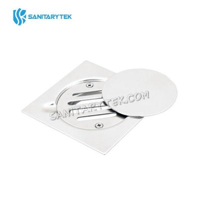 Stainless steel floor drain with screwed grate and cover plate