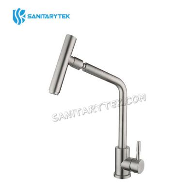 Stainless steel kitchen faucet with lateral lever and adjustabke spout