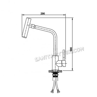 Stainless steel kitchen faucet with lateral lever and adjustabke spout - Image 2