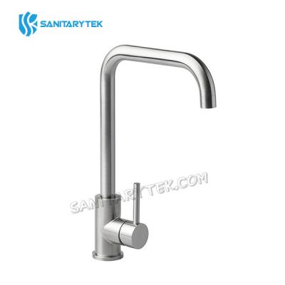 Stainless steel kitchen sink tap mixer, single lever rotating spout
