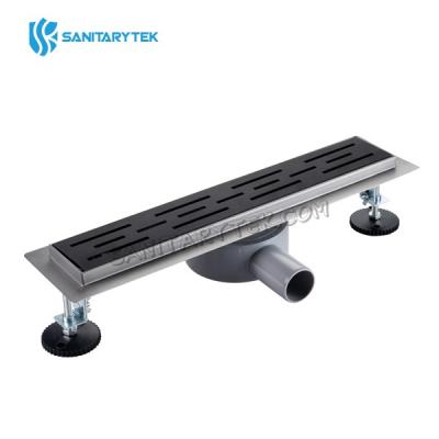 Stainless steel lines shower drain 360 rotating siphon in black