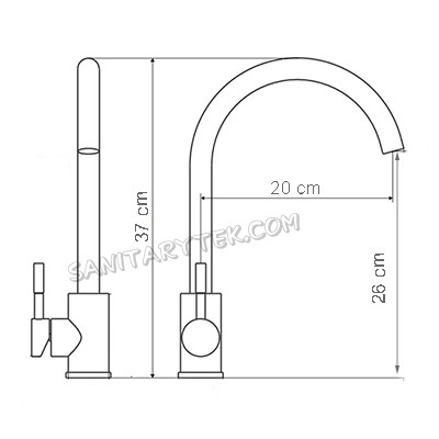Stainless steel single lever sink mixer with swivel spout - Image 2