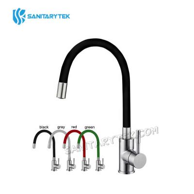 Stainless steel sink mixer with flexible spout