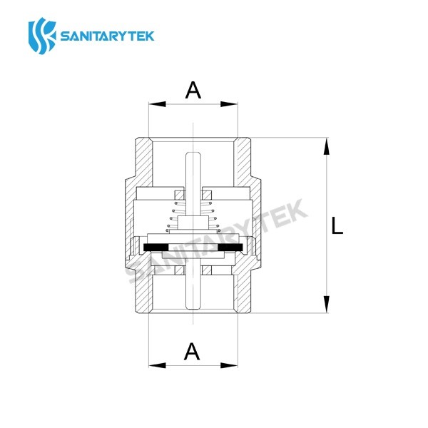 Universal spring brass check valve with plastic core