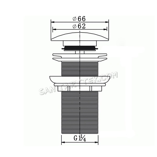 Unslotted click-clack basin waste, chrome - Image 2