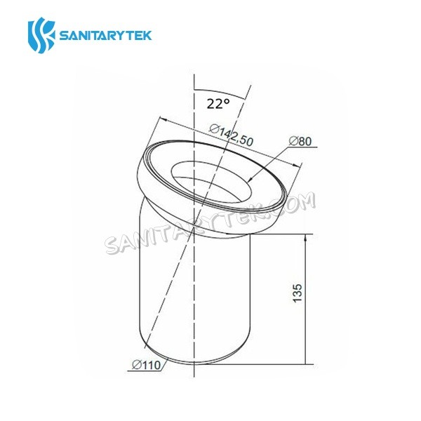 WC pan connector elbow 22 degree
