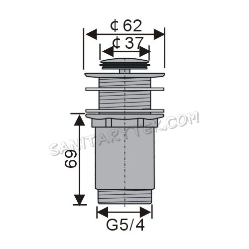 Wash-basin CLICK-CLACK waste G5/4, without overflow, small plug
