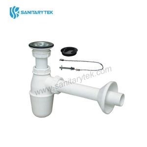 Wash-basin bottle trap with stainless waste