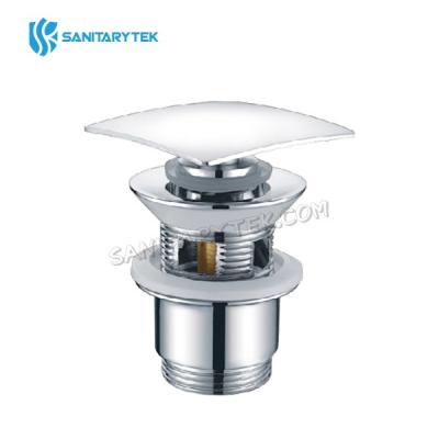 Wash-basin click-clack waste with overflow, square plug, chrome