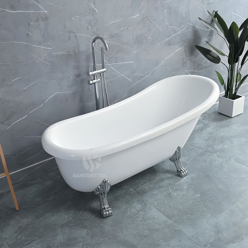 Acrylic Oval Clawfoot Soaking Bathtub