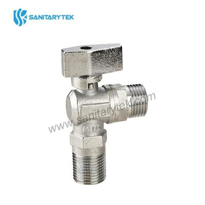 Angle ball valve, sandblasted, chrome plated brass