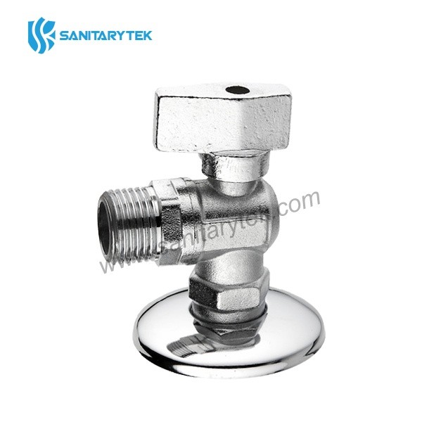 Angle ball valve, sandblasted, chrome plated brass