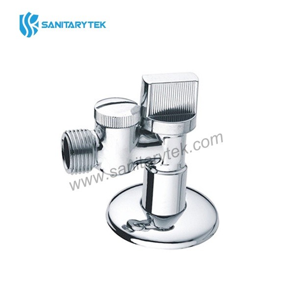 Angle ball valve with clamp nut, chrome plated