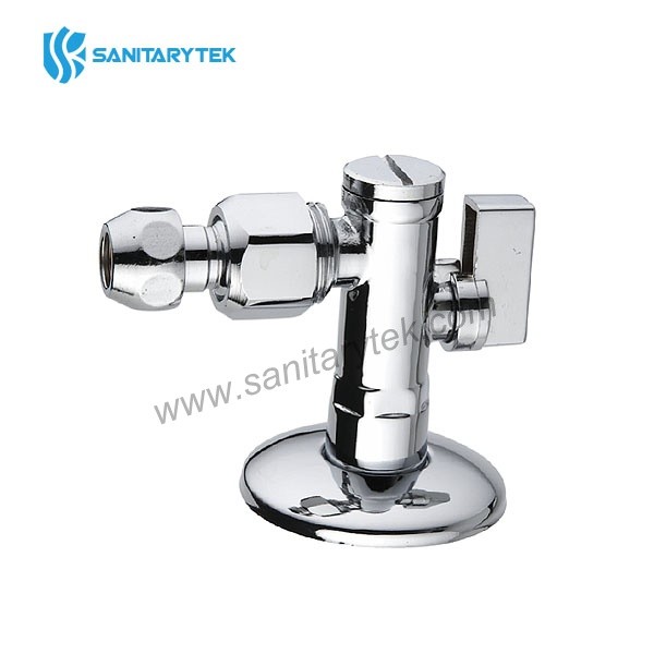 Chrome-plated angle ball valve with filter and articulated connection - Image 2