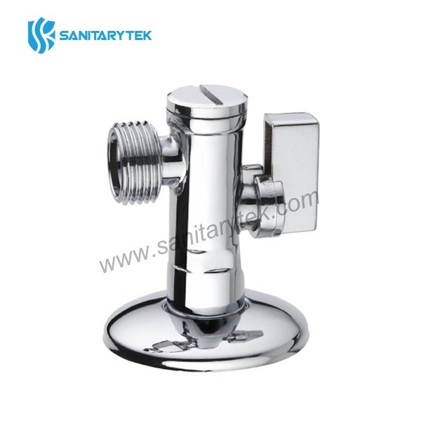 Chrome-plated angle ball valve with filter and articulated connection