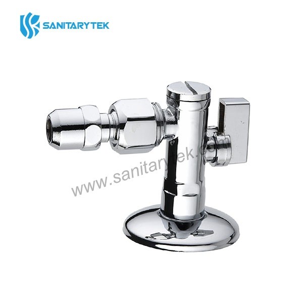 Chrome-plated angle ball valve with filter and articulated connection