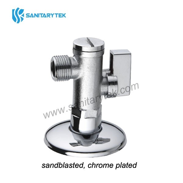 Chrome-plated angle ball valve with filter and articulated connection