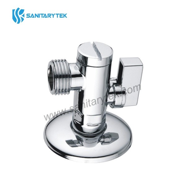 Angle ball valve with filter and rosette, brass c.p.