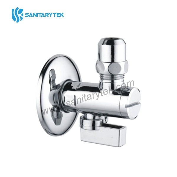 Angle ball valve with filter and rosette, brass c.p.