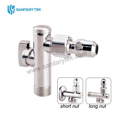 Angle ball valve with filter, balljoint connection, chrome-plated