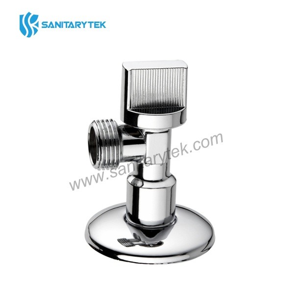 Angle ball valve with flange, chrome plated