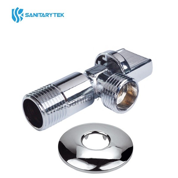 Angle ball valve with flange, chrome plated