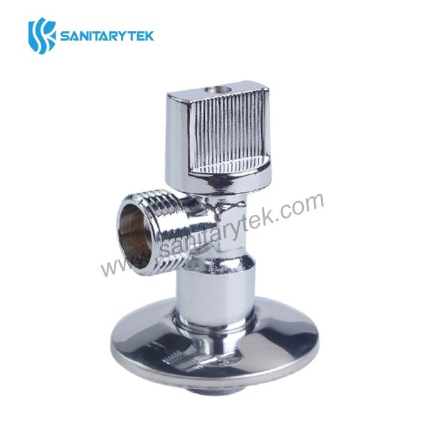 Angle ball valve with flange, chrome plated