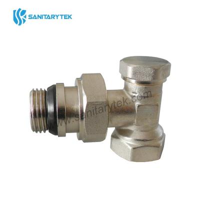 Angle lockshield for radiators, tail piece with auto-seal