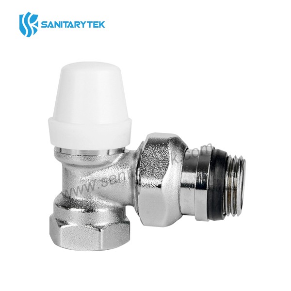 Angle lockshield radiator valve, iron pipe connection