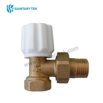 Angle manual radiator valve, yellow brass