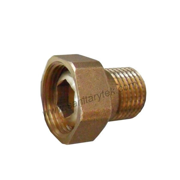 Angle radiator lockshield valve, yellow brass - Image 3