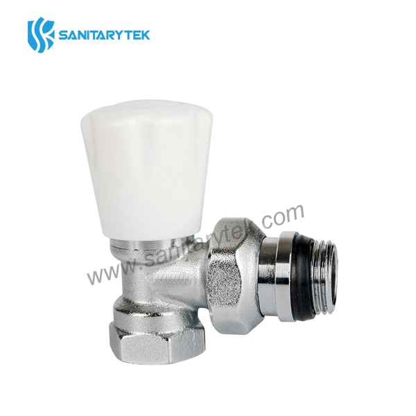 Angle radiator valve with manual handle, iron pipe connection