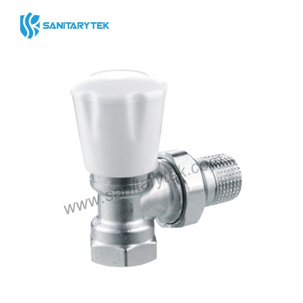 Angle radiator valve with manual handle, iron pipe connection